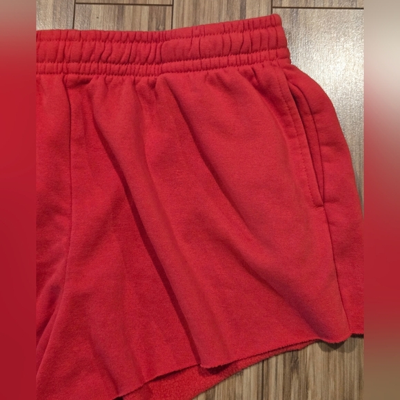 Divided Red Sweat Shorts W/ Pockets - Picture 2 of 6